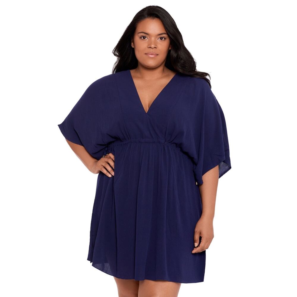 Lauren Ralph Lauren Plus Size Tunic Swim Cover-up Dress - Dark Navy